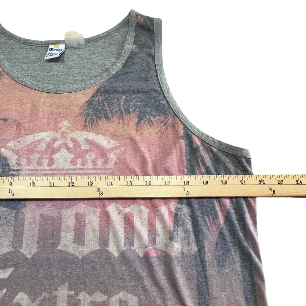 Corona Extra Beer Tank Top Men's L/XL Sunset Graphic Tee Gray Beach Tropical - Picture 6 of 7